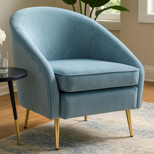Premier Housewares Yasmeen Aqua Blue Velvet Armchair - image 1