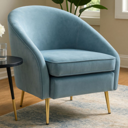 Premier Housewares Yasmeen Aqua Blue Velvet Armchair - thumbnail 1