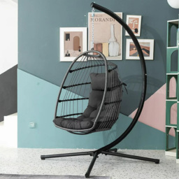 Furniture One Grey Wicker Hanging Egg Chair