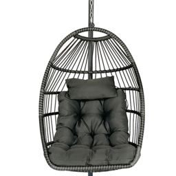Furniture One Grey Wicker Hanging Egg Chair - thumbnail 4