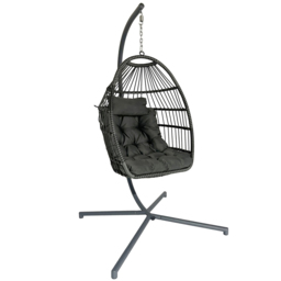 Furniture One Grey Wicker Hanging Egg Chair - thumbnail 2