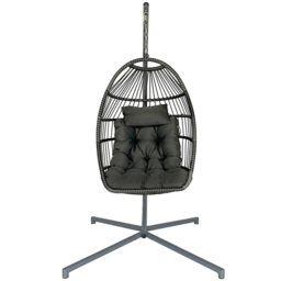 Furniture One Grey Wicker Hanging Egg Chair - thumbnail 3