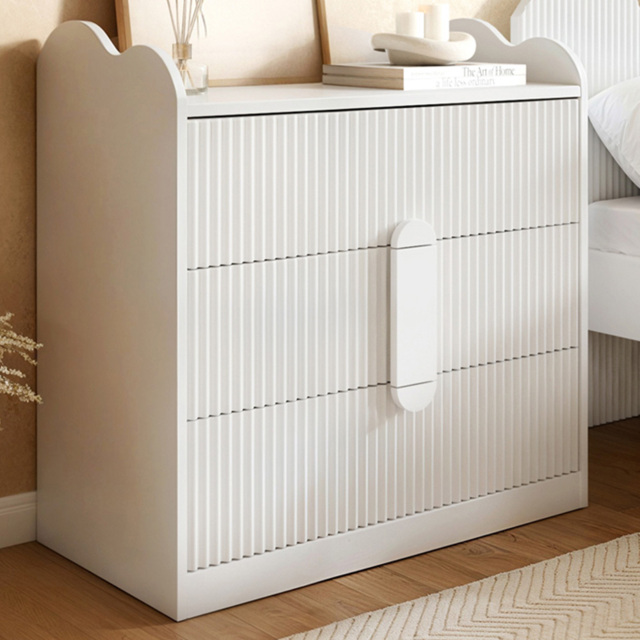 Flair Calista White 3 Drawer Ribbed Chest of Drawers - image 1