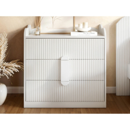 Flair Calista White 3 Drawer Ribbed Chest of Drawers - thumbnail 4