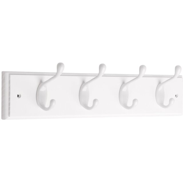 Decorails White 4 Double Hook Coat Rail