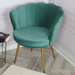 Home Garden Direct Flora Green Velvet Petal Back Armchair