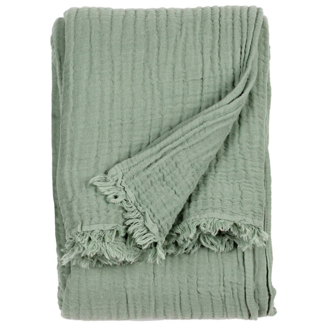 Yard Lark Eucalyptus Green Large Muslin Cotton Throw 240 x 260cm - image 1