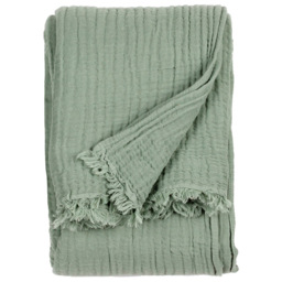 Yard Lark Eucalyptus Green Large Muslin Cotton Throw 240 x 260cm - thumbnail 1