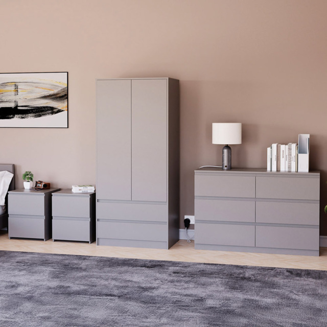 Vida Designs Denver 4 Piece Grey Bedroom Furniture Set - image 1