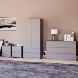 Vida Designs Denver 4 Piece Grey Bedroom Furniture Set - thumbnail 1