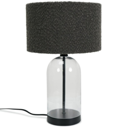 ValueLights Jessy Black and Charcoal Boucle Shade Glass LED Table Lamp