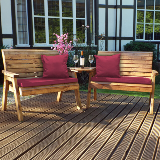 Charles Taylor 4 Seater Angled Bench Set with Red Cushions - image 1