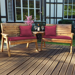 Charles Taylor 4 Seater Angled Bench Set with Red Cushions - thumbnail 1