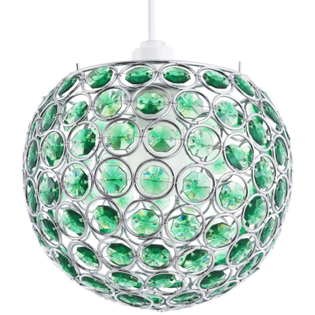 Happy Homewares Small Green Acrylic Bead Jewels Round Globe Easy Fit Pendant Shade - image 1