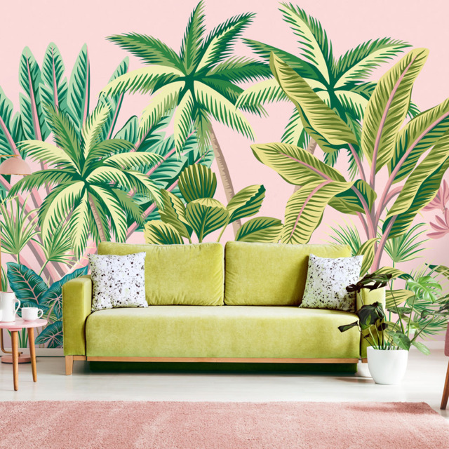 Origin Murals Tropical Palm Trees Pink Wall Mural - image 1