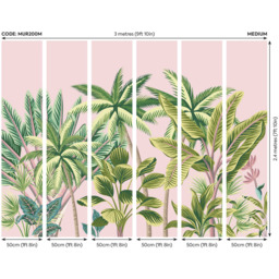 Origin Murals Tropical Palm Trees Pink Wall Mural - thumbnail 3