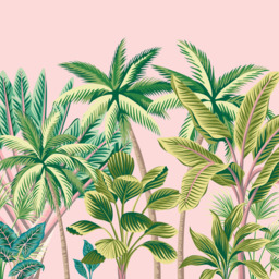 Origin Murals Tropical Palm Trees Pink Wall Mural - thumbnail 2