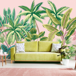 Origin Murals Tropical Palm Trees Pink Wall Mural