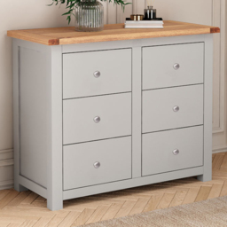 Cabinet Bits Argenta 6 Drawer Light Grey Chest of Drawers with Chrome Knob