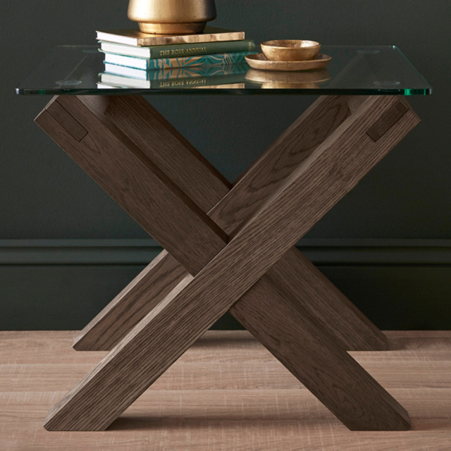 Bentley Designs Turin Glass Dark Oak Lamp Table - image 1
