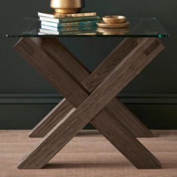 Bentley Designs Turin Glass Dark Oak Lamp Table - thumbnail 1