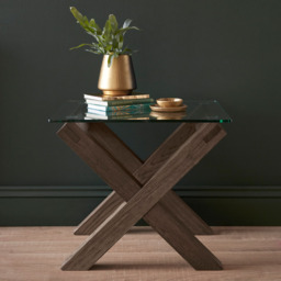 Bentley Designs Turin Glass Dark Oak Lamp Table - thumbnail 4