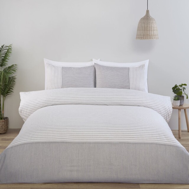 Hampton Natural King Size Linen Stripe Duvet Set - image 1