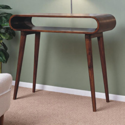 Artisan Furniture Amaya Dark Brown Single Shelf Solid Wood Nordic-Style Console Table