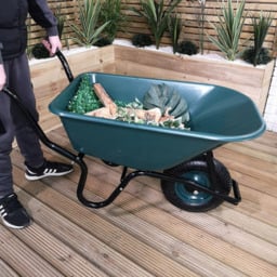Samuel Alexander Green Heavy Duty Plastic Garden Wheelbarrow 150kg - thumbnail 2
