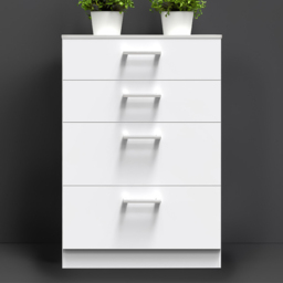 Crowndale Devon 4 Drawer White Matt Deep Chest of Drawers - thumbnail 1