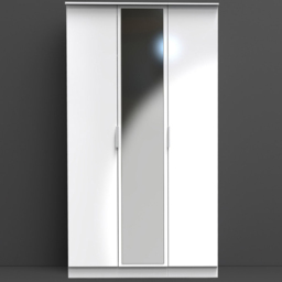 Crowndale Plymouth White 3 Door Tall Mirrored Wardrobe Ready Assembled - thumbnail 1