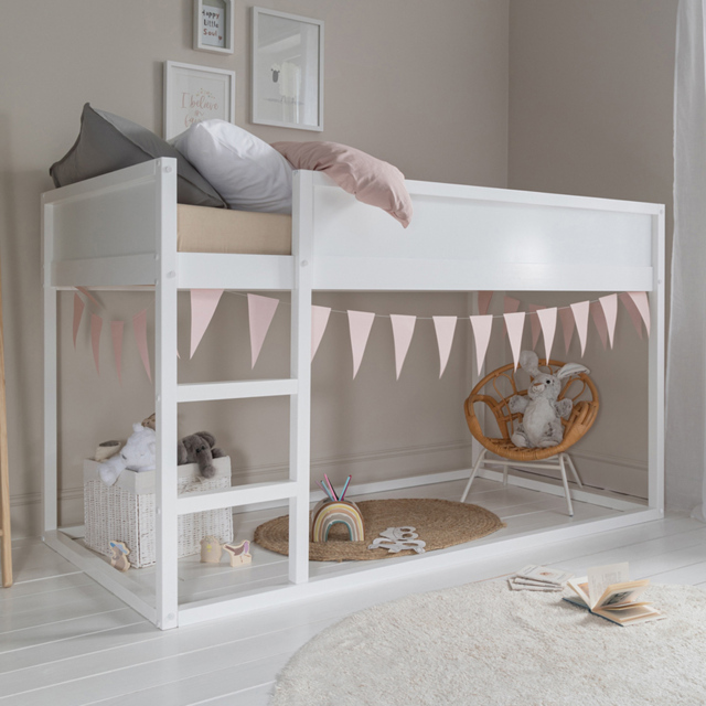 Noa and Nani Lykke White Reversible Mid Sleeper Cabin Bed with Straight Ladder