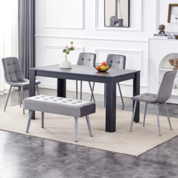 Kosy Koala 6 Seater Dining Set with Bench Dark Grey and Grey Velvet - thumbnail 1