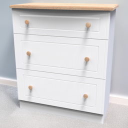 Crowndale Warwick White Ash and Oak 3 Drawer Deep Chest of Drawers - thumbnail 1