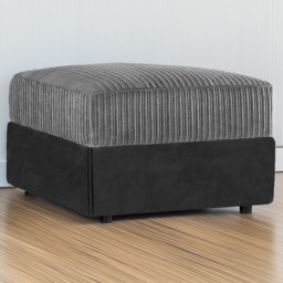Luxor Black and Grey Jumbo Cord Footstool