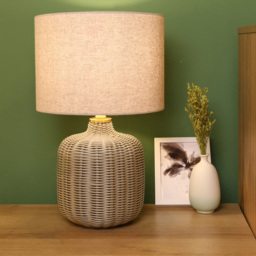 Padstow Grey Rattan Effect Table Lamp - thumbnail 2