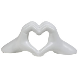 White Heart Hands Ornament 10.5cm