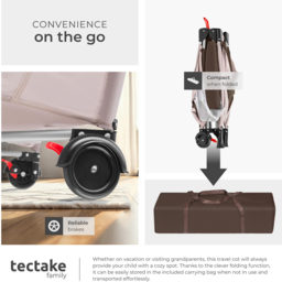 tectake Kids Brown Elephant Travel Cot with Changing Mat - thumbnail 4