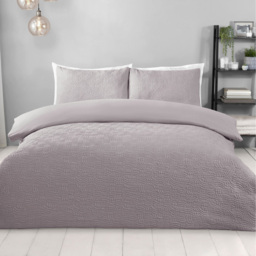 Halcyon Embossed Duvet Set Grey Superking