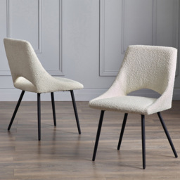 Julian Bowen Iris Ivory Boucle Dining Chairs Set of 2