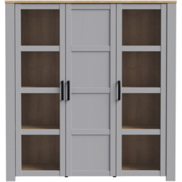 Florence Bohol 3 Door Riviera Oak and Grey Oak Large LED Display Cabinet - thumbnail 3