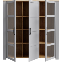 Florence Bohol 3 Door Riviera Oak and Grey Oak Large LED Display Cabinet - thumbnail 4