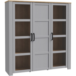 Florence Bohol 3 Door Riviera Oak and Grey Oak Large LED Display Cabinet - thumbnail 2