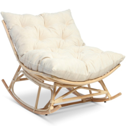 Desser Papasan Country Beige and Natural Rattan Rocker Chair - thumbnail 2