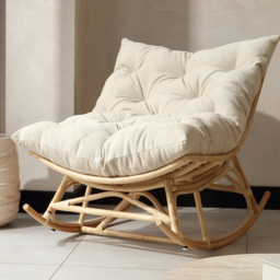 Desser Papasan Country Beige and Natural Rattan Rocker Chair