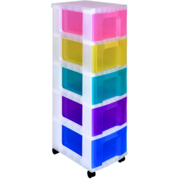 Really Useful Multicolour 5 Drawer Storage Tower with Wheels