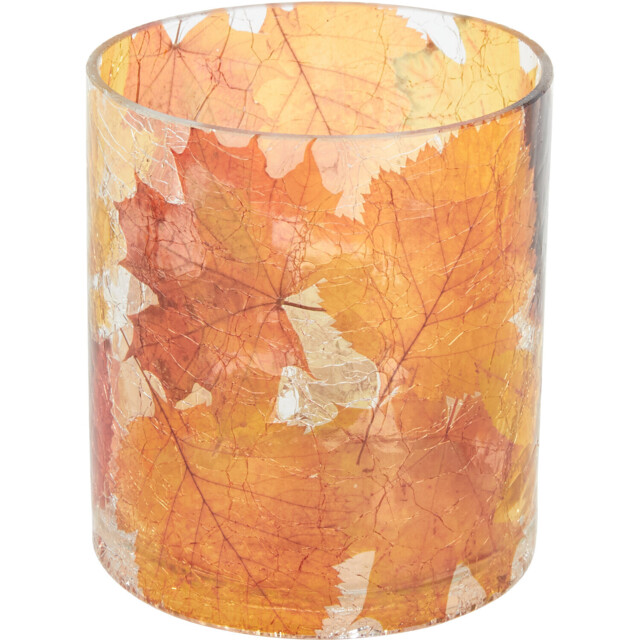 Orange Autumn Leaves Hurricane Candle Holder - image 1