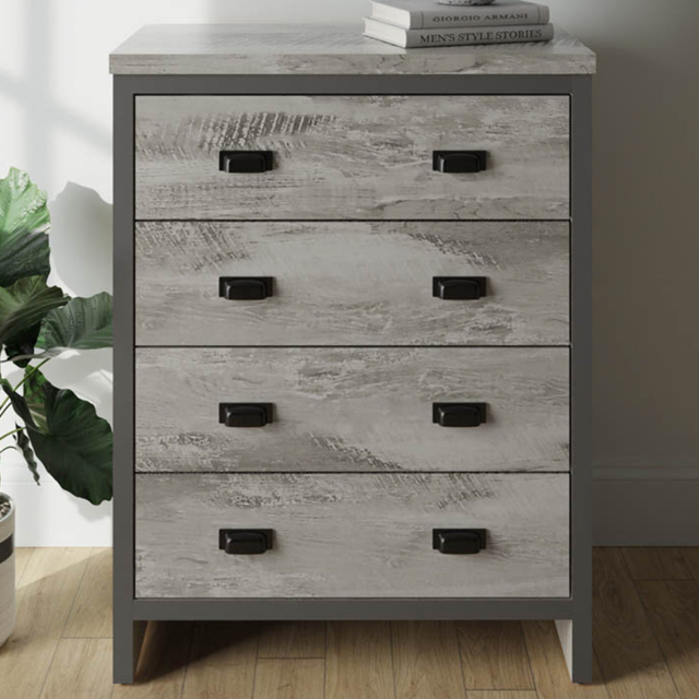 GFW Boston Grey 4 Drawer Chest of Drawers - image 1