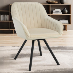 tectake Cream Velvet Swivel Accent Lounge Armchair
