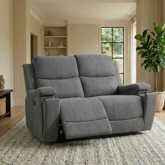 Ledbury Dark Grey 2 Seater Manual Recliner Sofa - image 1